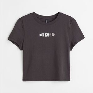 Dark Grey Oregon Short Printed T-shirt in size S from H&M